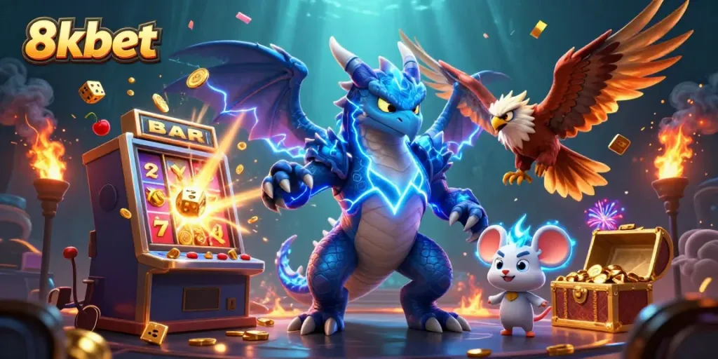 Experience the excitement of 8xbet with vibrant 3D characters and dynamic casino elements.